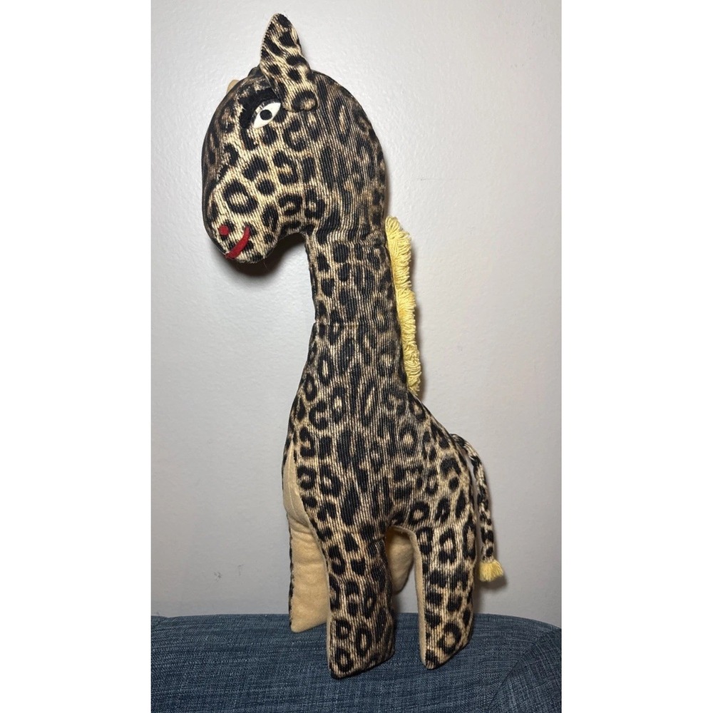 Vintage Giraffe Stuffed Animal 18" Tall MCM Cheetah Folk Art Plush Decor Felt